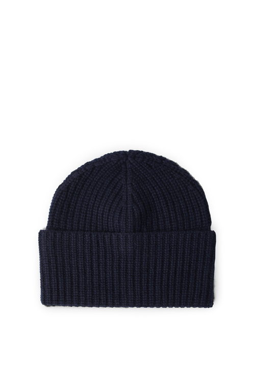 Brunello Cucinelli Cashmere Rib Knit Beanie In Navy Blue