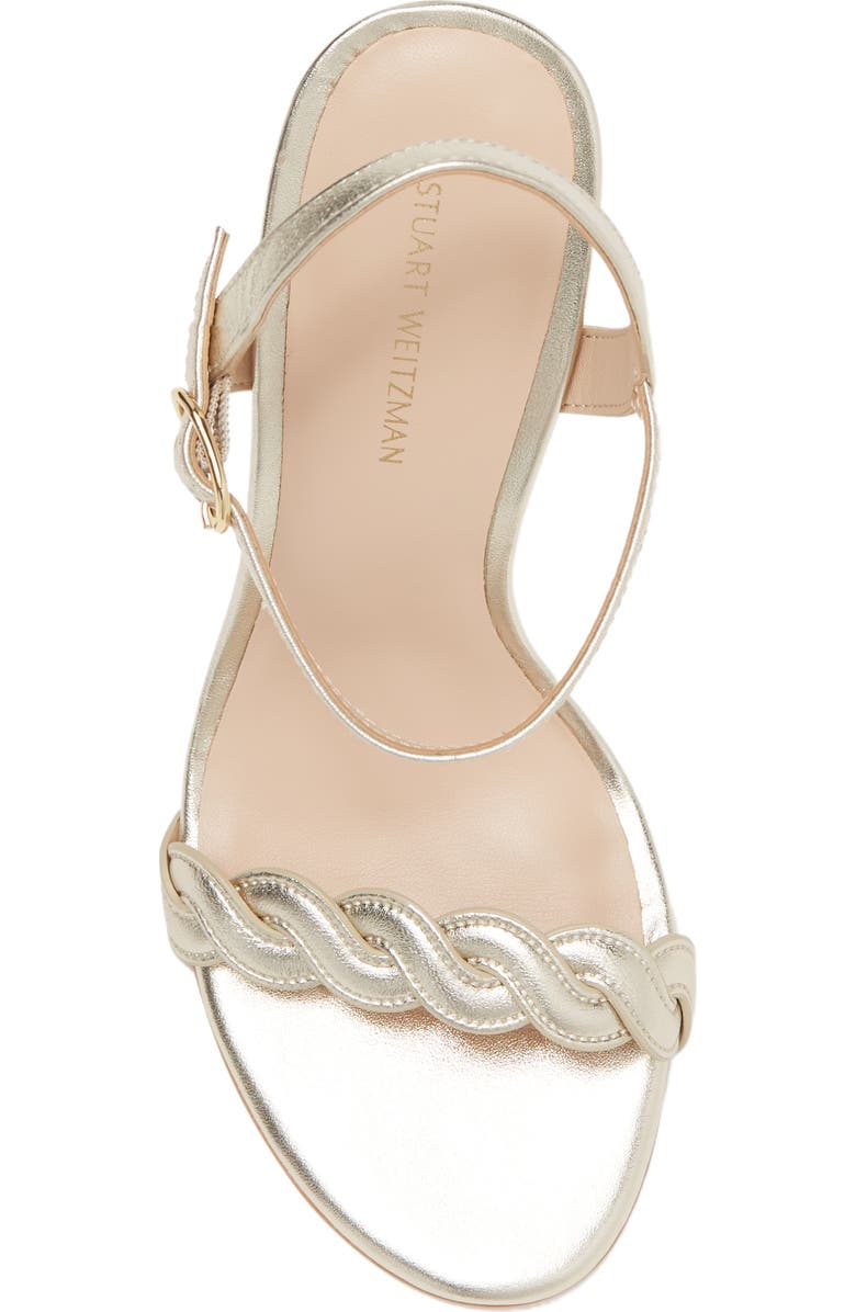 Stuart Weitzman Twistie Stiletto 100 Sandal, Alternate, color, Platino