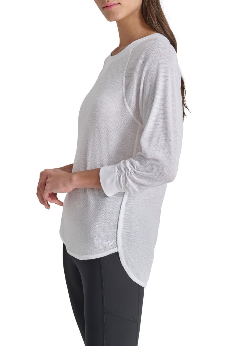 DKNY Slub Waffle High-Low T-Shirt, Alternate, color, White