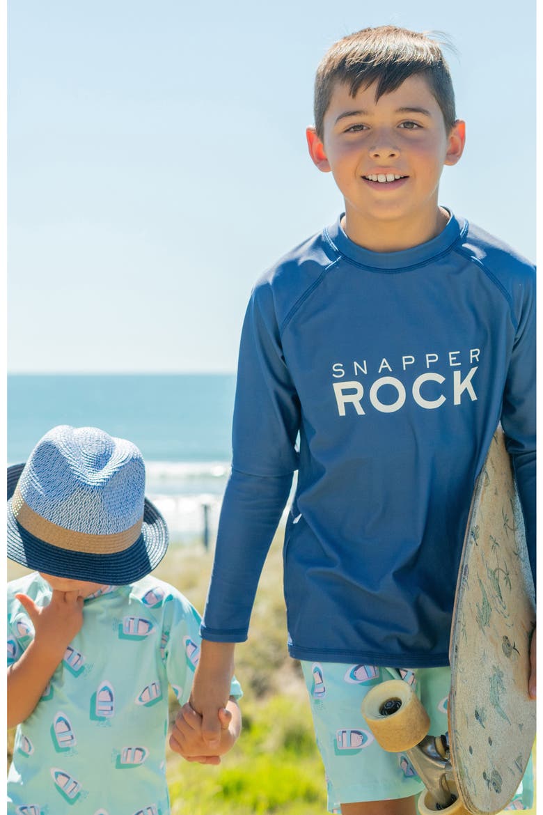 Kids' Logo Long Sleeve Rashguard Top, Alternate, color, BLUE
