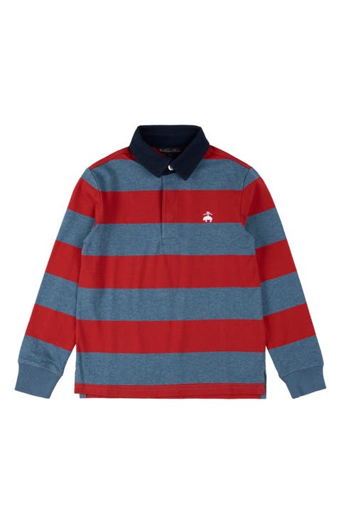 Kids' Stripe Long Sleeve Cotton Polo (Little Kid & Big Kid)