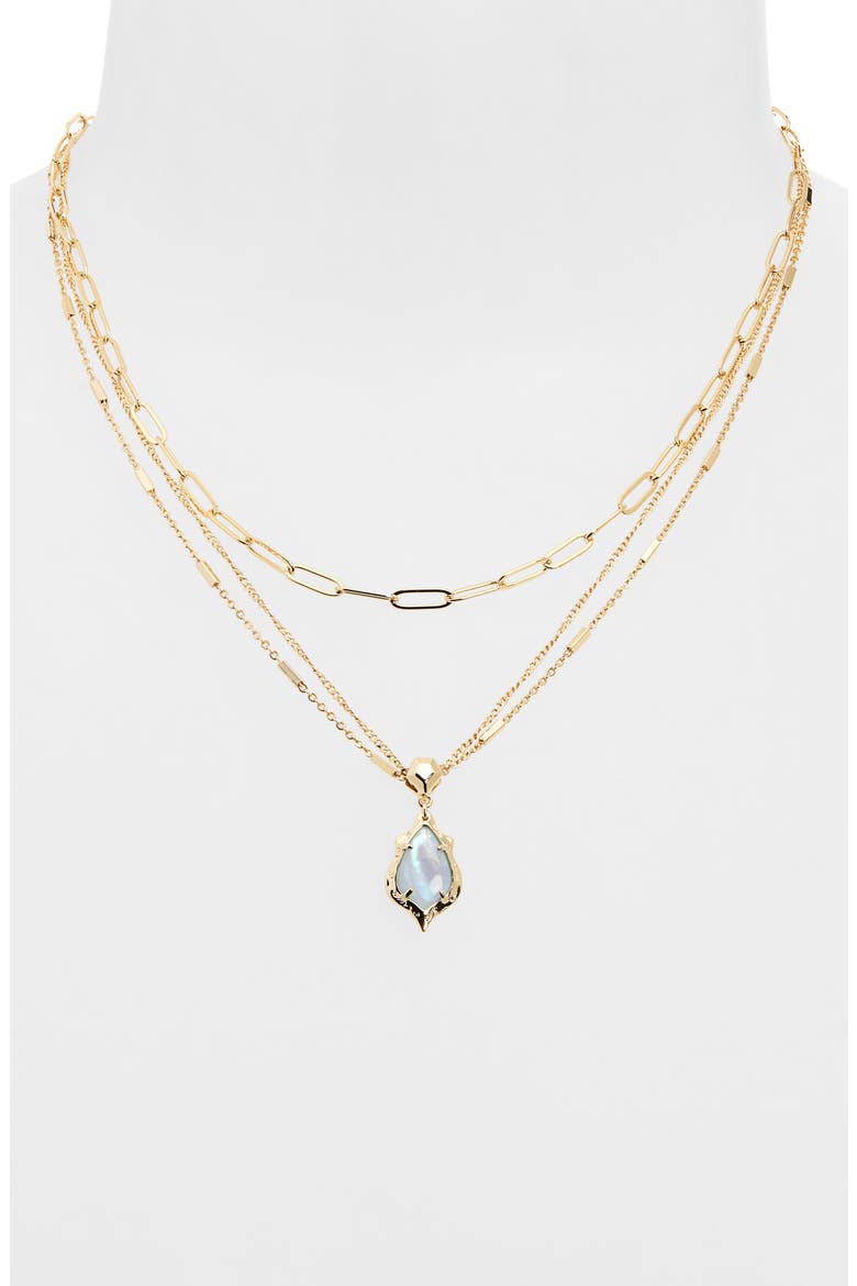 Adriana Scallop Multistrand Necklace, Alternate, color, GOLD SKY BLUE ABALONE