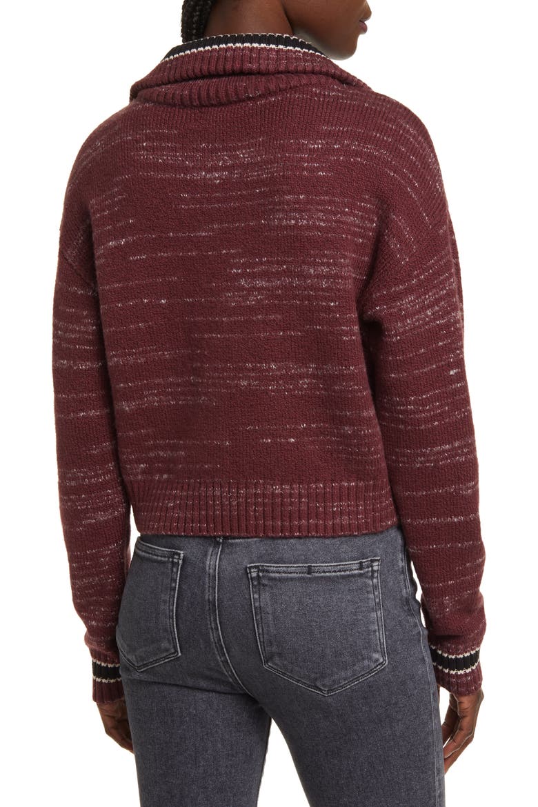 Space Dye Cotton Blend Zip Cardigan, Alternate, color, BURGUNDY ROYALE COMBO