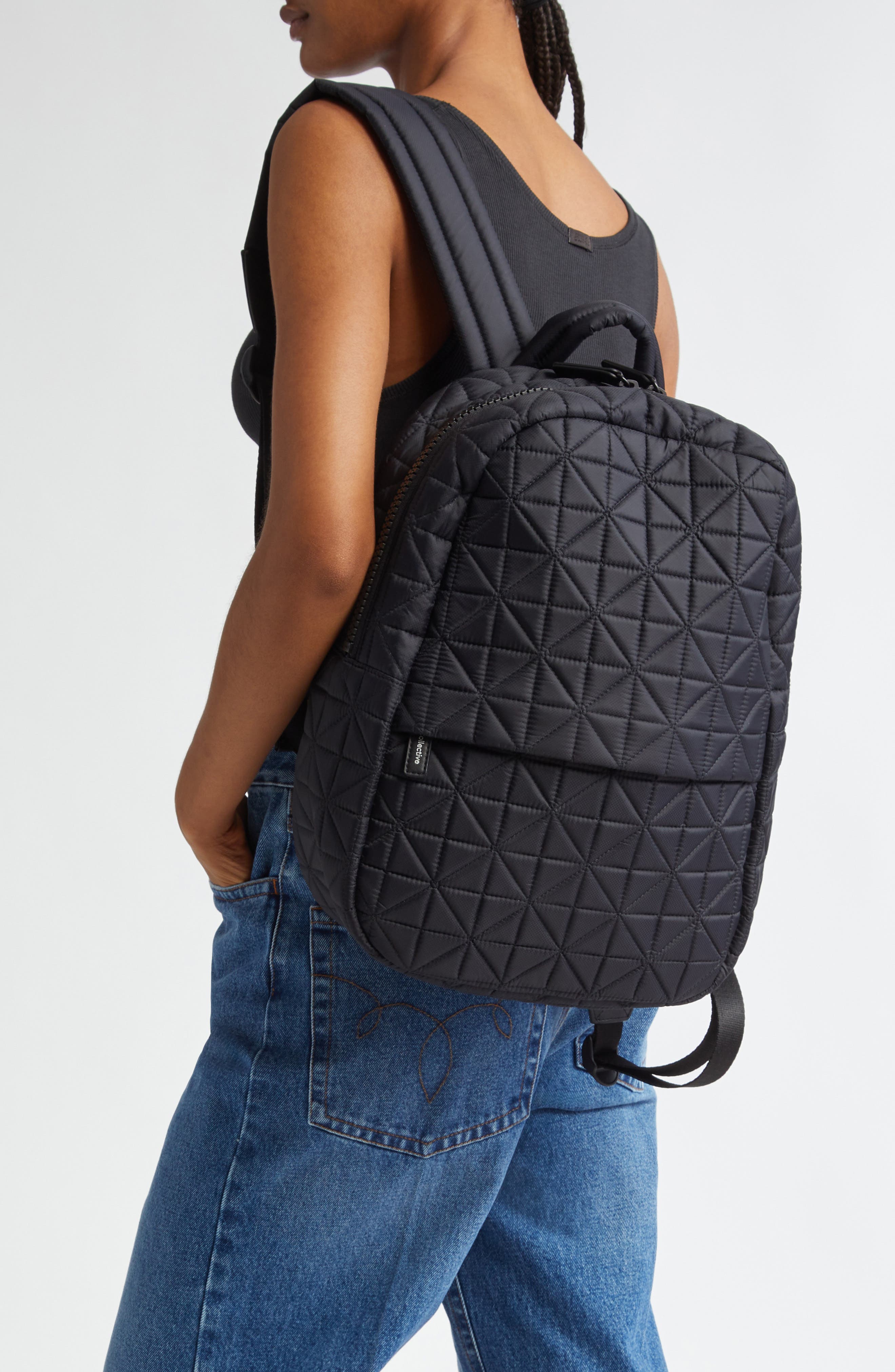 VeeCollective Vee Water Repellent Quilted Nylon Backpack, Alternate, color, 