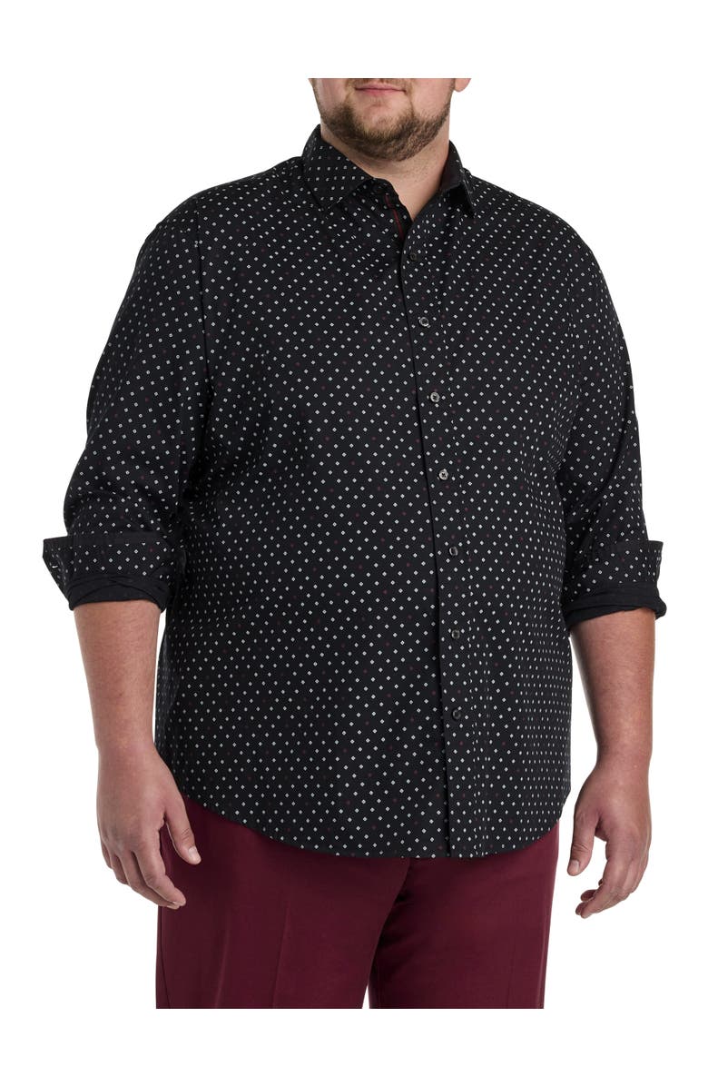 Synrgy by DXL Big & Tall Micro Diamond Sport Shirt, Main, color, Black