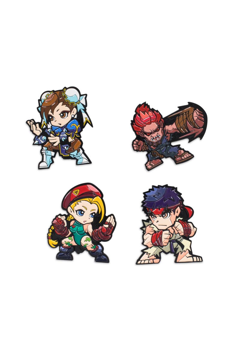 Street Fighter Characters 4-Piece Enamel Pin Set | Toynk Exclusive, Main, color, Yellow