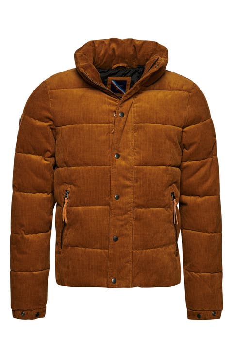 Retro Corduroy Water Resistant Puffer Jacket