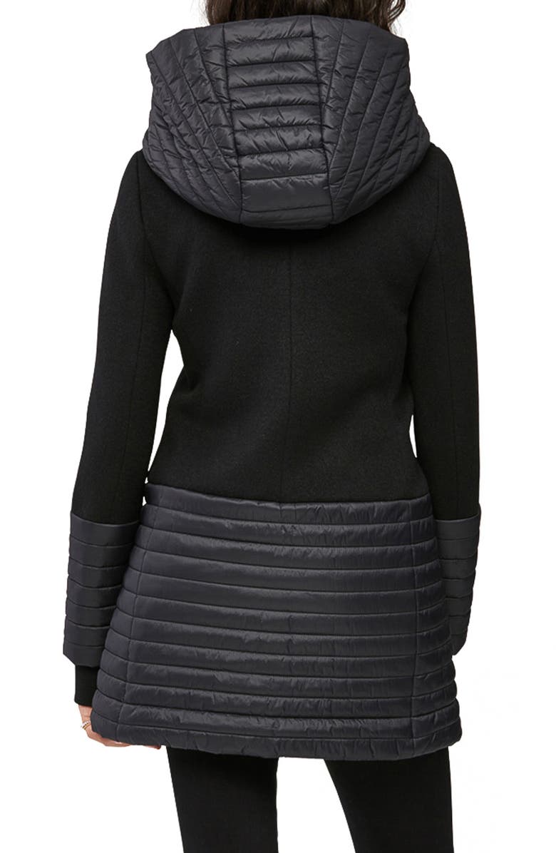 Soia & Kyo Mixed Media Hooded Coat, Alternate, color,