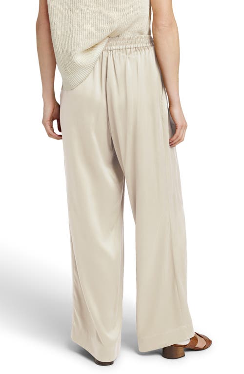 Faherty Gemma Wide Leg Silk Pants In Pearled Ivory
