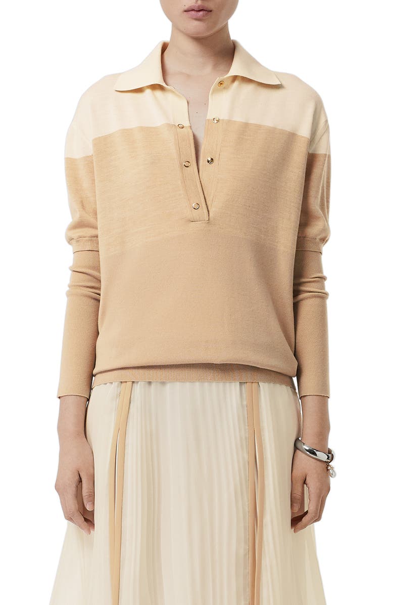 Burberry Colorblock Wool Polo Sweater, Main, color,