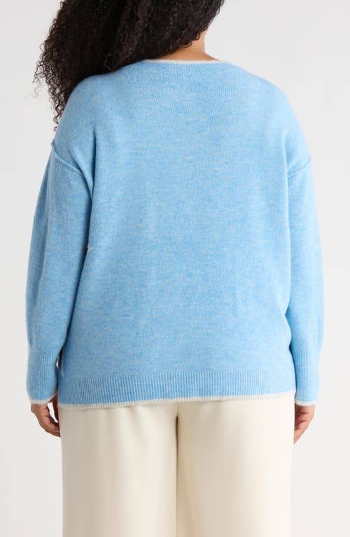 Vince Camuto Star Detail Crewneck Sweater In Blue