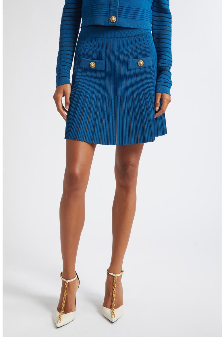 Mesh Stripe Mini Sweater Skirt, Main, color, 6BR NIGHT BLUE