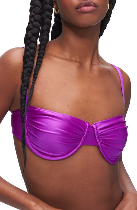 Ruched Underwire Demi Cup Bikini Top (Regular & Plus Size)
