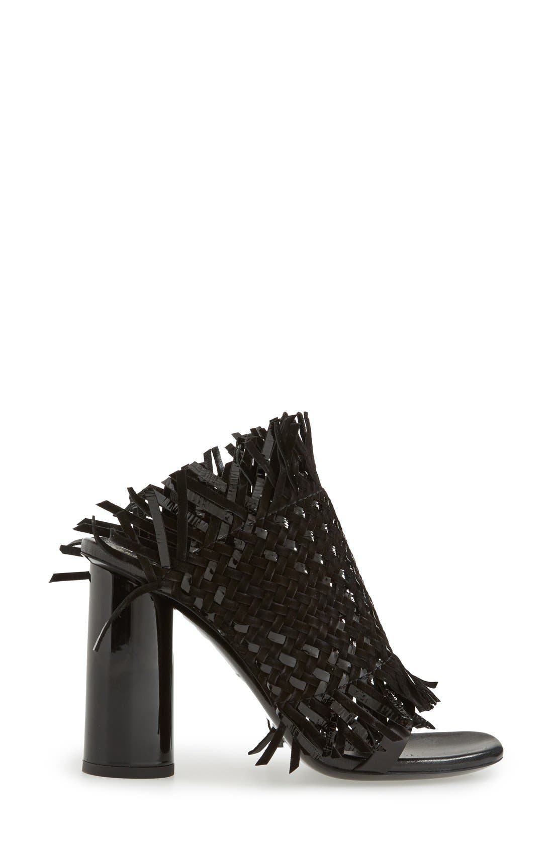 Woven Fringe Mule, Alternate, color, BLACK