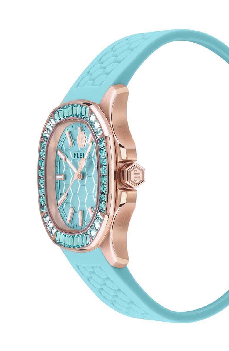 PHILIPP PLEIN Spectre Silicone Strap Watch, 38mm x 45mm, Alternate, color, Ip Rose Gold