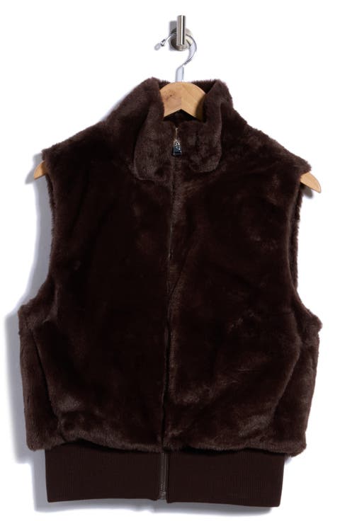 Faux Fur Mock Neck Vest