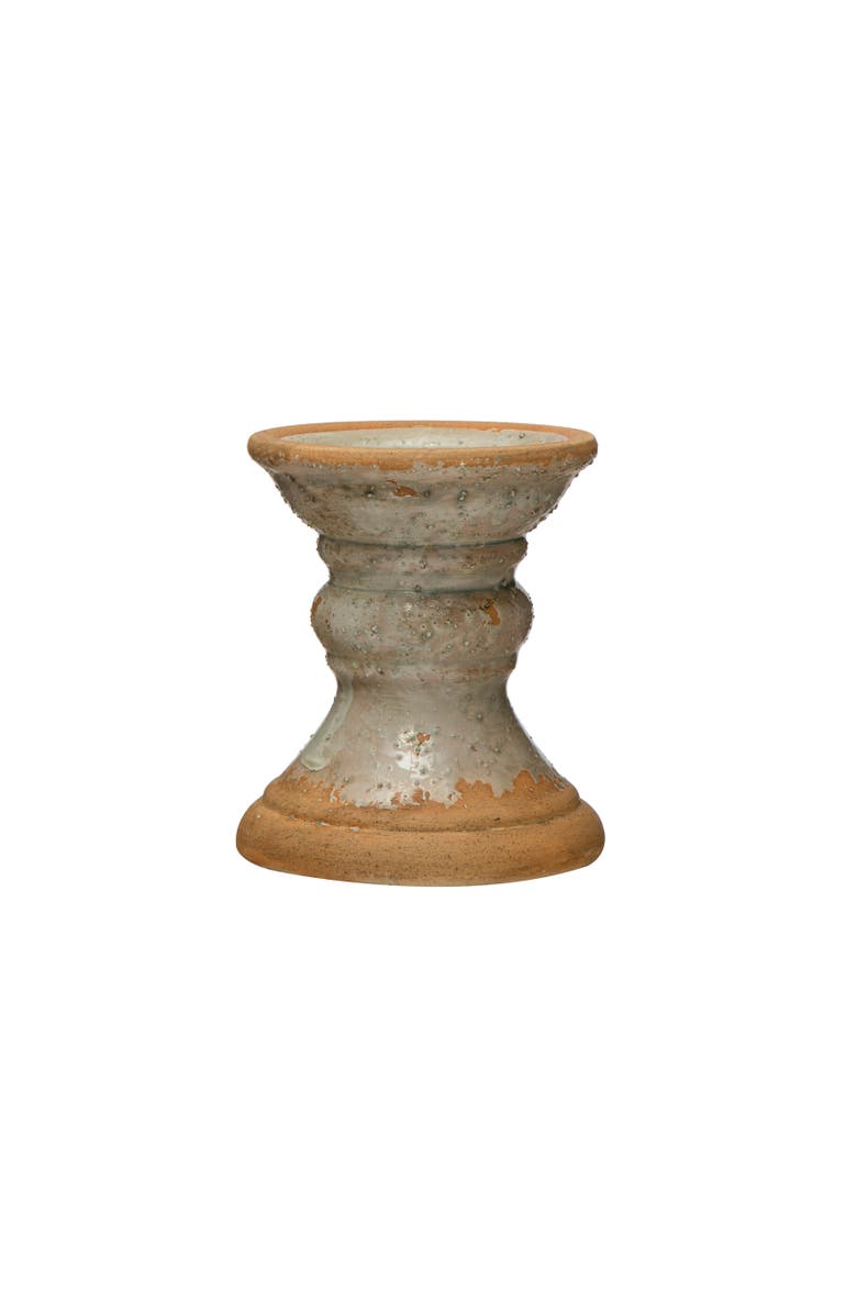 Storied Home Coastal 2-Tone Terracotta Pillar Candle Holder, Main, color, 