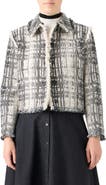 Akris punto Fringe Trim Mixed Tweed Crop Jacket