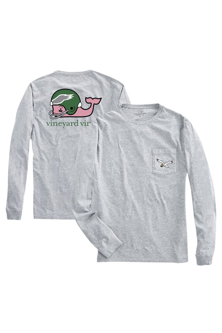 Men's Vineyard Vines Heather Gray Philadelphia Eagles Gridiron Classics Throwback Helmet Long Sleeve T-Shirt, Main, color, Heather Gray