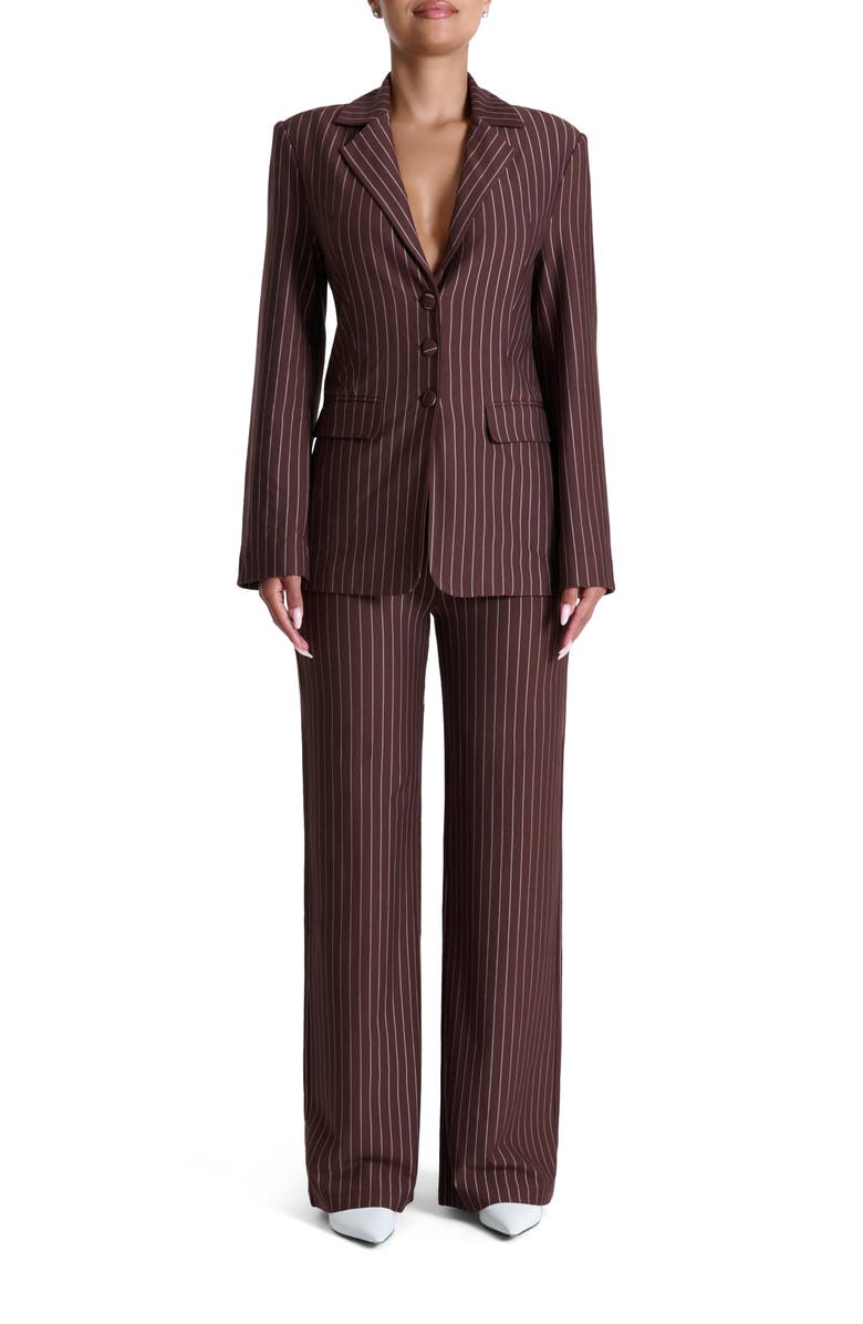 N BY NAKED WARDROBE Pinstripe Wide Leg Pants, Alternate, color, Brown