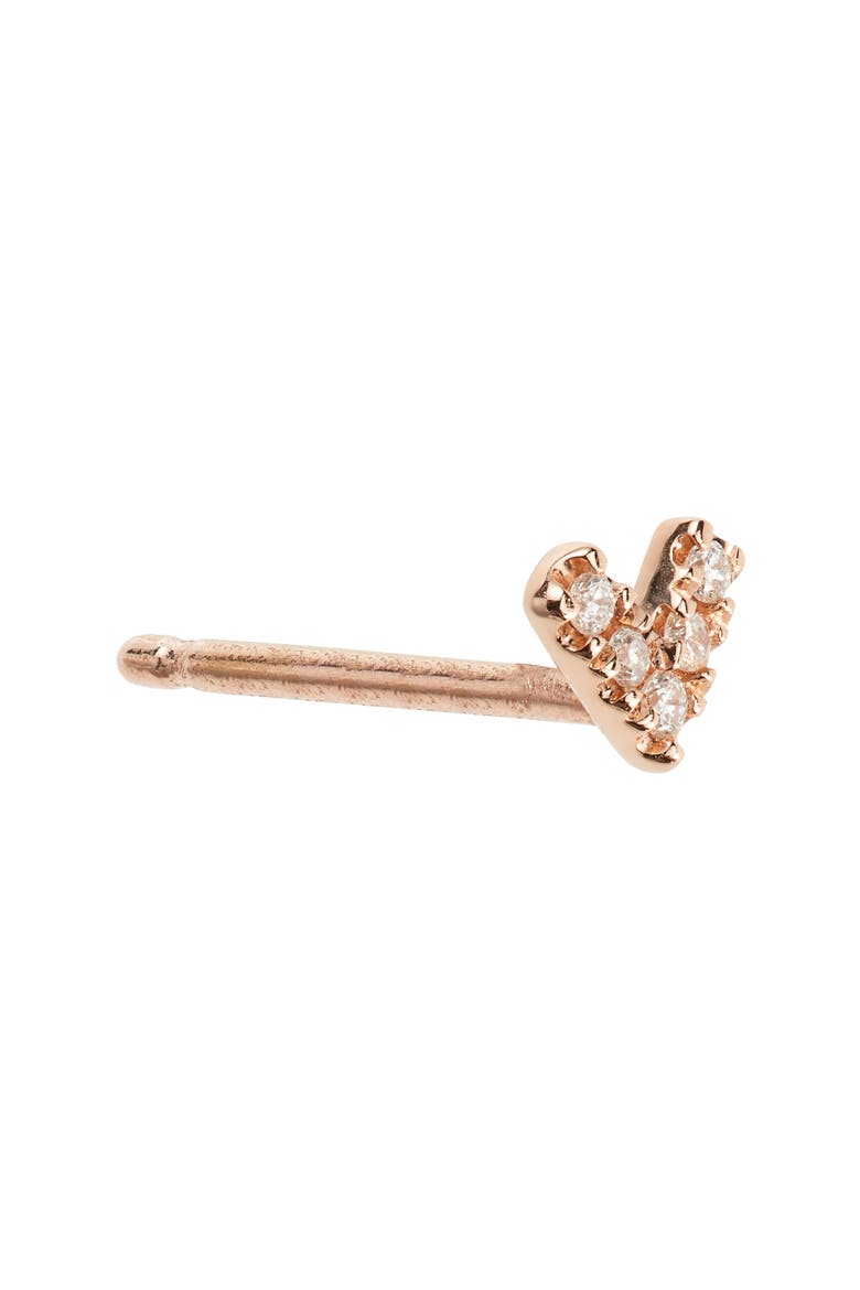 Pavé Diamond V Stud Earrings, Alternate, color, ROSE GOLD