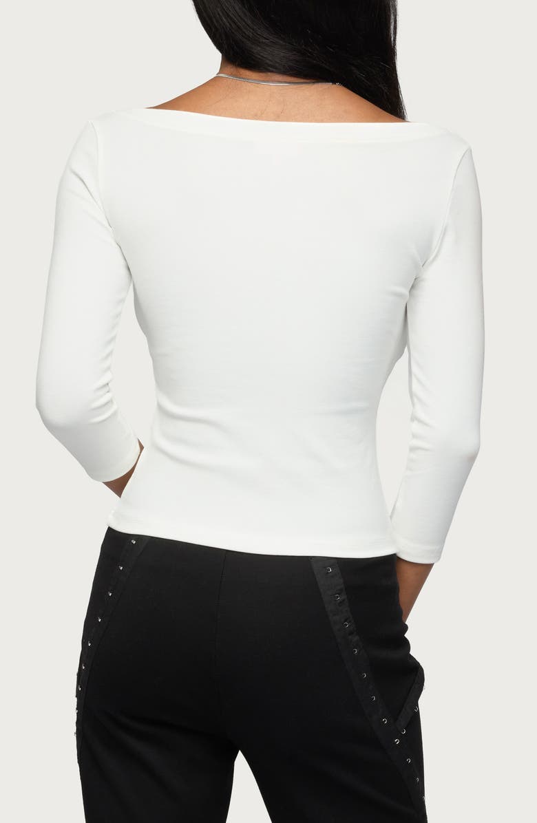 EDIKTED Iklara Button Front Knit Top, Alternate, color, White