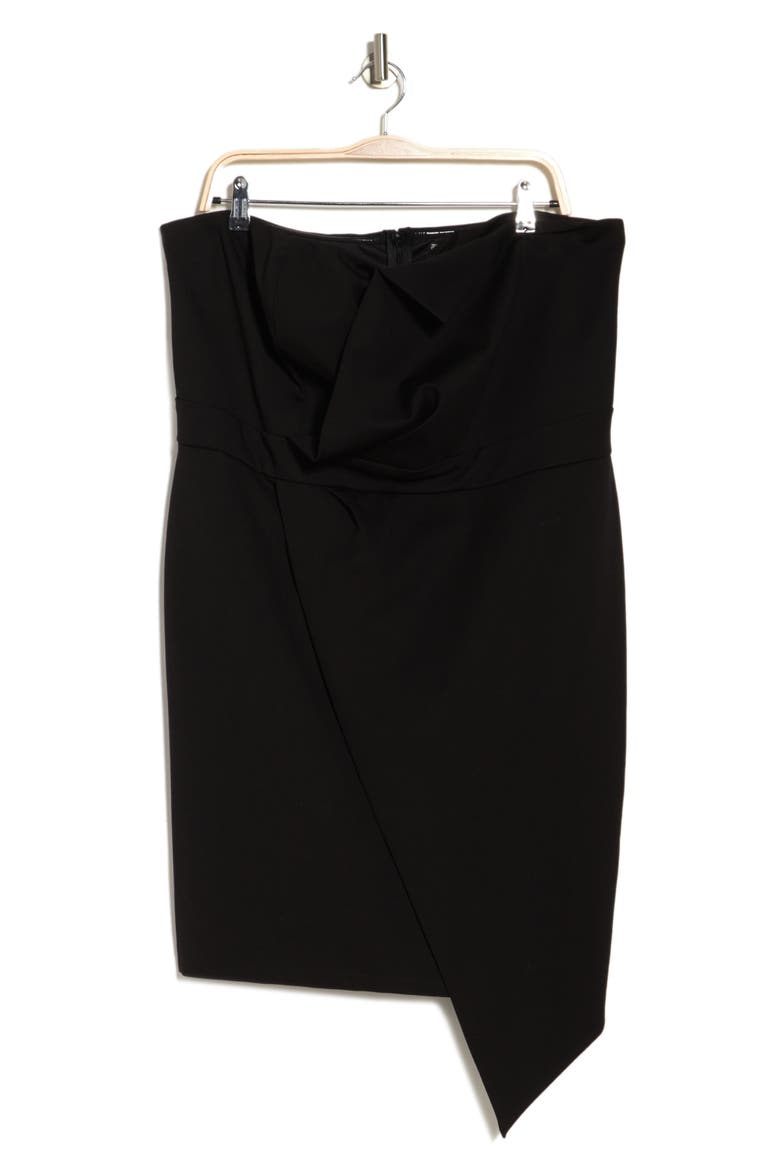 Audrey Strapless Asymmetrical Dress, Alternate, color, BLACK