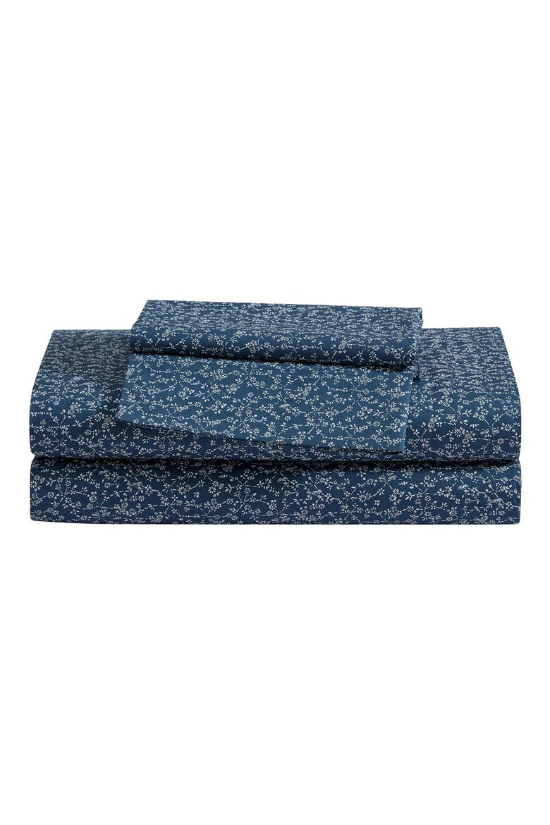 Cotton Percale Sheet Set, Main, color, DARK BLUE