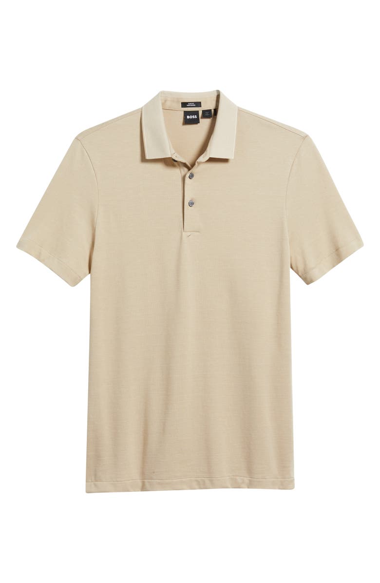 BOSS Pitton Slim Fit Mercerized Cotton Polo, Alternate, color, Light Beige