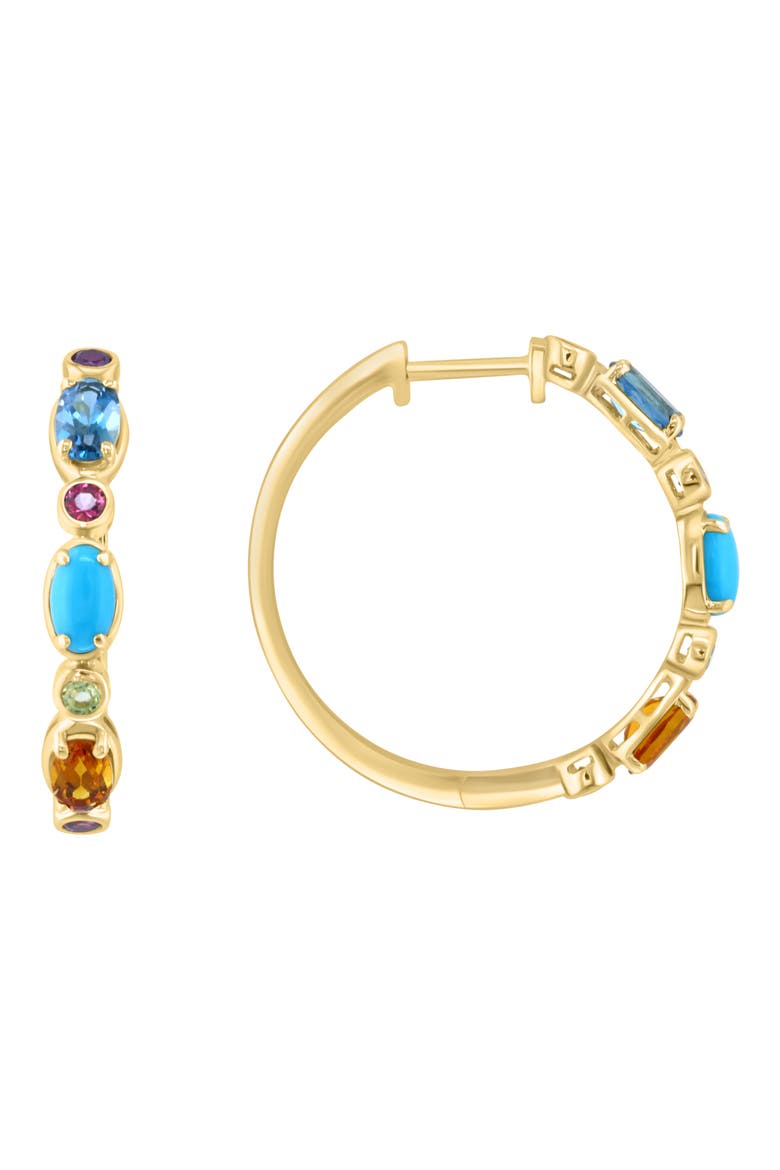 Gemstone Huggie Hoop Earrings, Alternate, color, MULTI