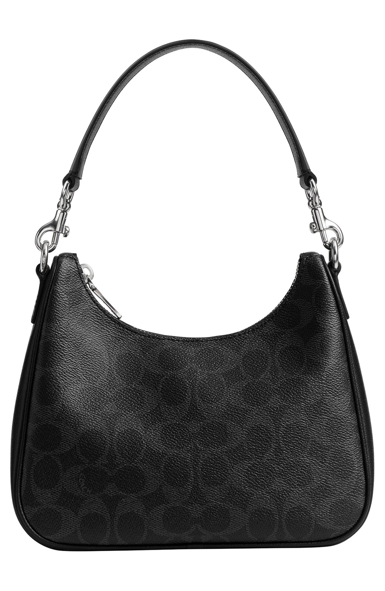 COACH Nolo Coated Canvas Hobo Bag, Alternate, color, Black Signature