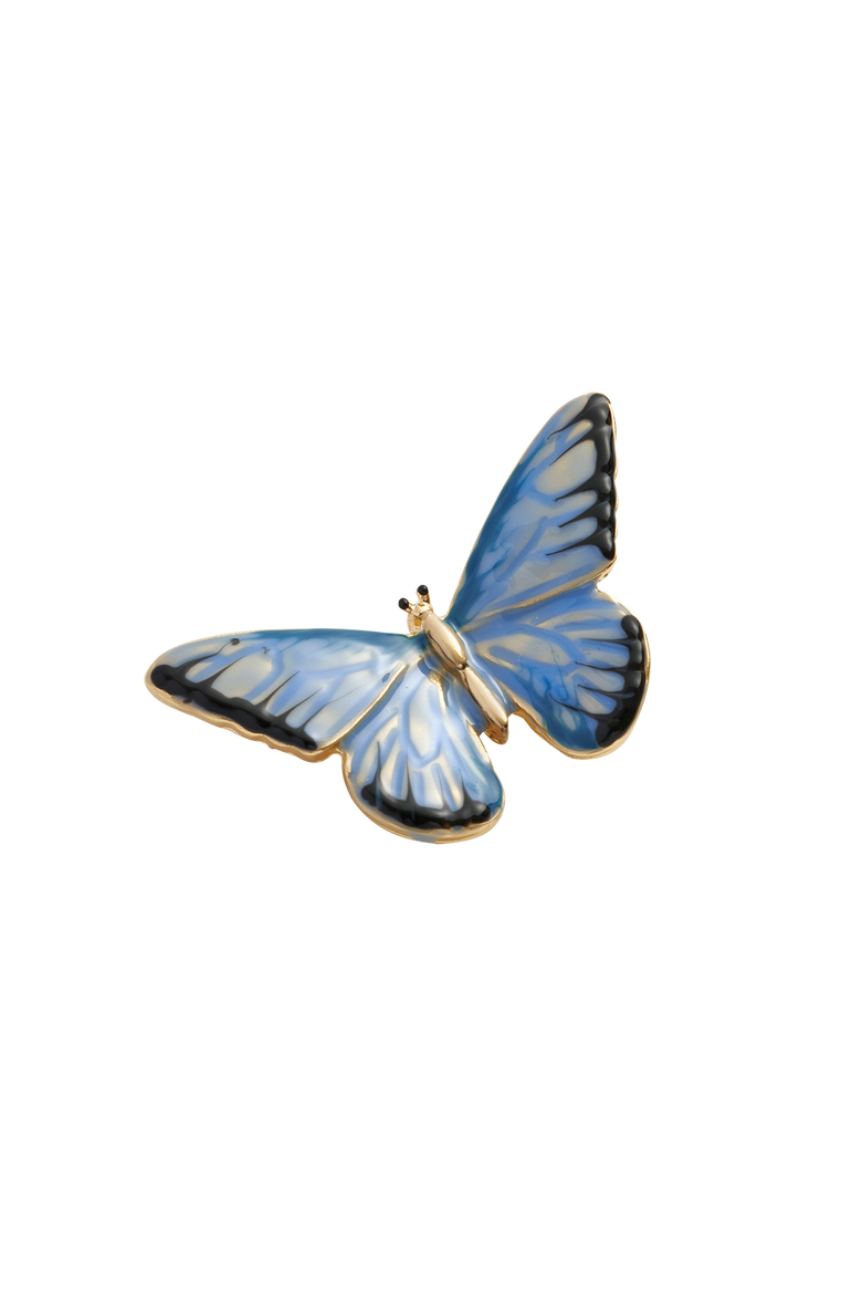 Enamel Blue Butterfly Brooch, Alternate, color, Multi & Gold