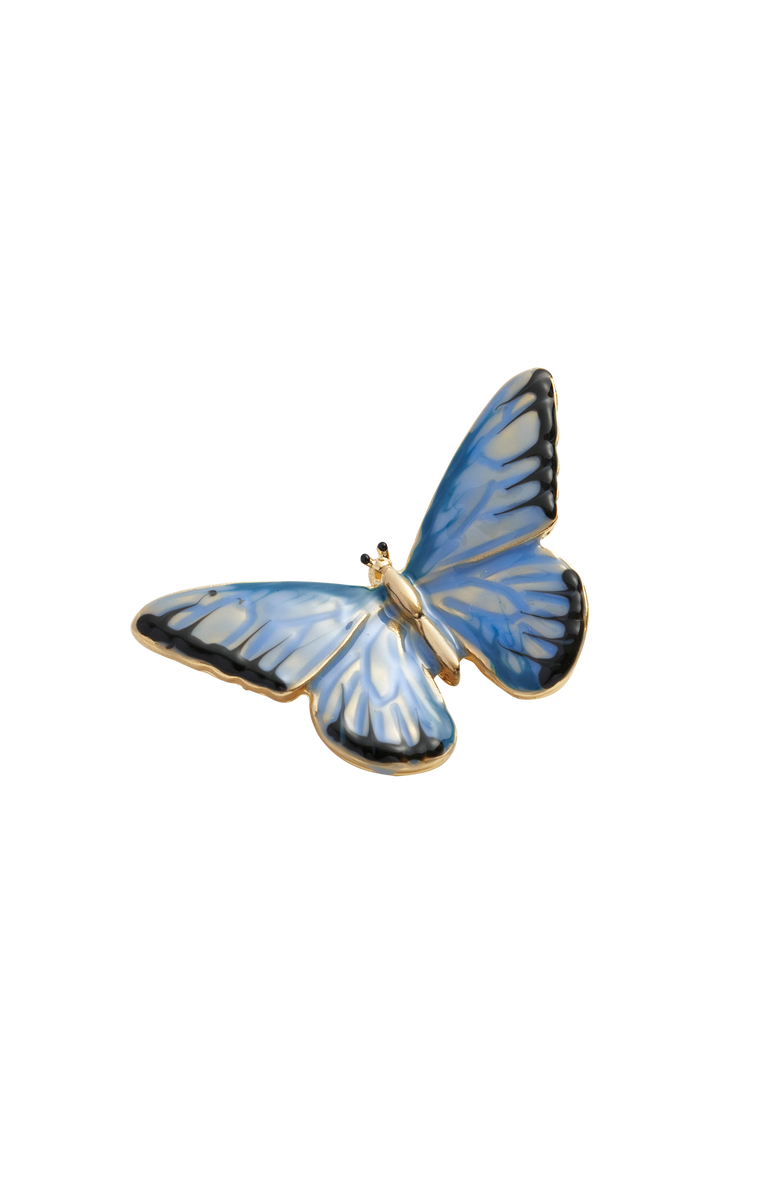 Fable England Enamel Blue Butterfly Brooch, Alternate, color, Multi & Gold