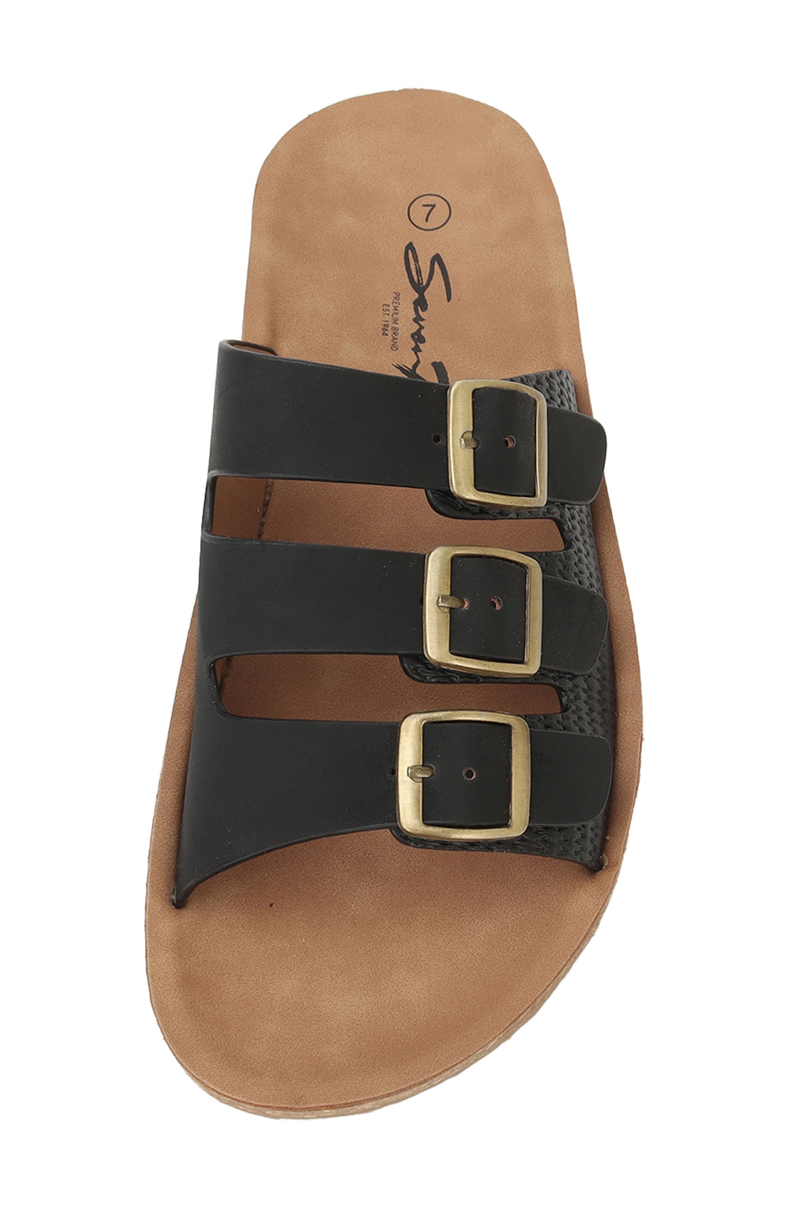 Seven7 Triple Strap Sandal, Alternate, color, Black