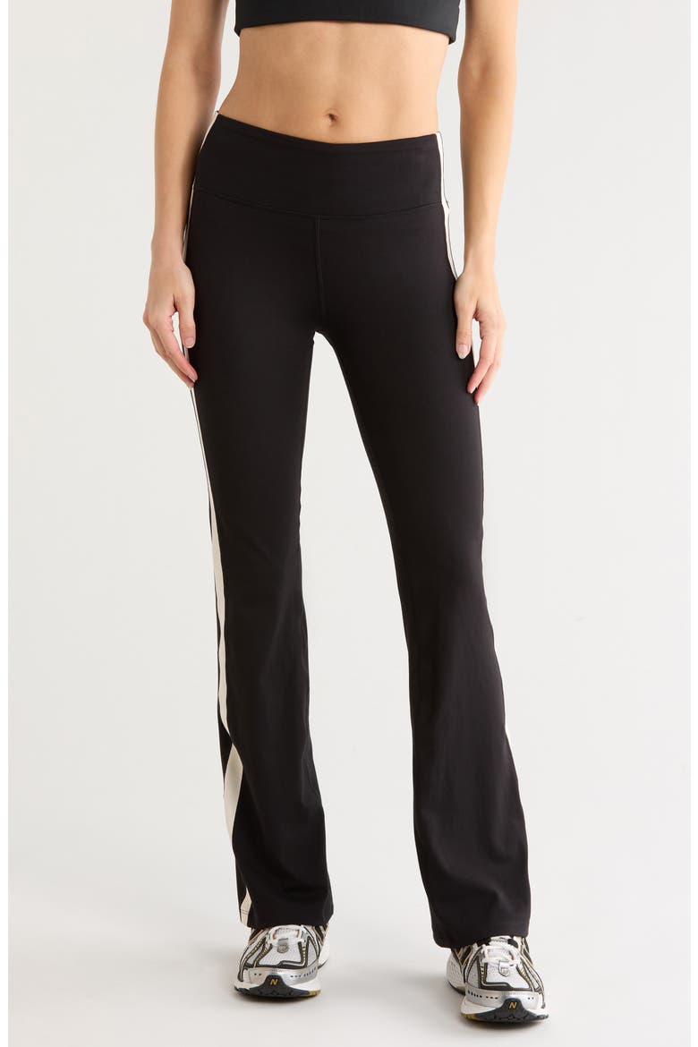 Side Stripe High Waist Flare Leggings, Main, color, BLK/ EGGNOG