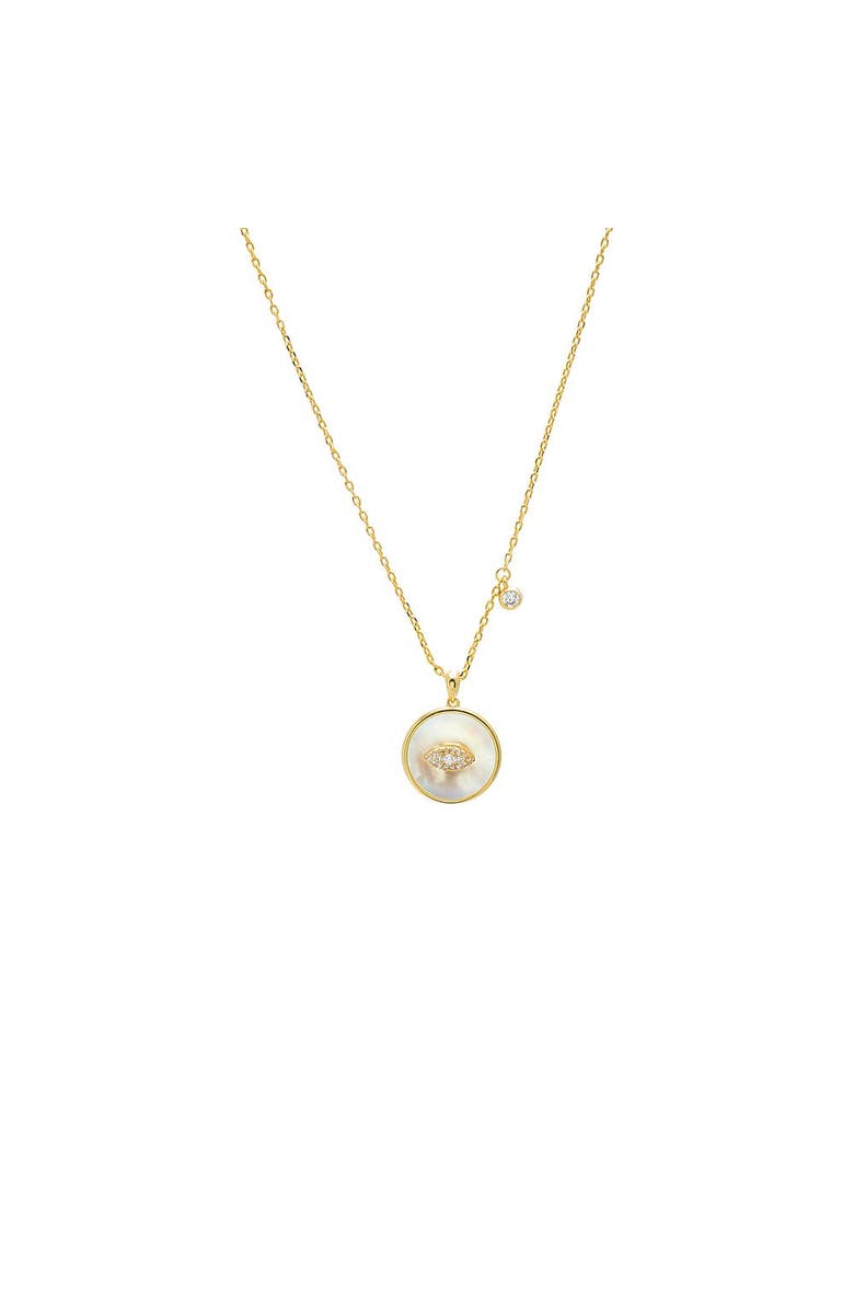BY ADINA EDEN MOP Evil Eye Disc Pendant Necklace, Main, color, Mother Of Pearl