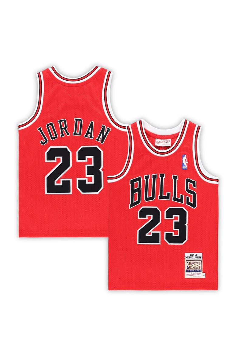 Preschool Mitchell & Ness Michael Jordan Red Chicago Bulls 1997/98 Hardwood Classics Authentic Jersey, Main, color, Red