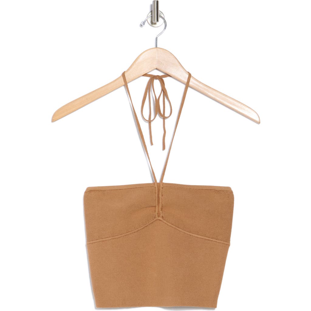Alice And Olivia Alice + Olivia Linnie Ruched Halter Top In Tan