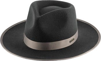 Gigi Pip Grey Monroe Rancher Wool Fedora Hat Modern Western Costal Cowgirl 3047 Monroe Rancher Light Grey-Tan BLEMISHED | Women's Fall  main image 3