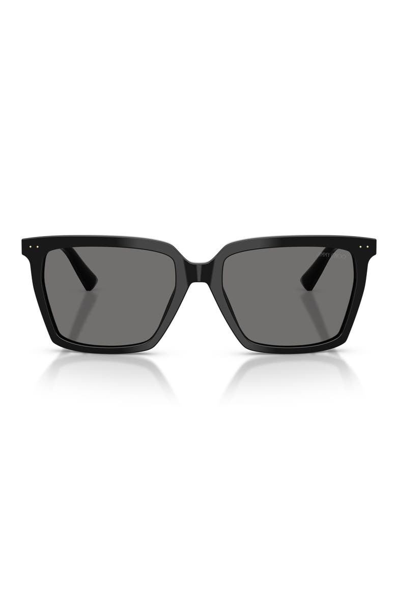 55mm Polarized Square Sunglasses, Main, color, BLACK / POLAR DARK GRAY