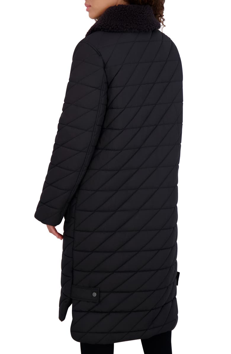 Andrew Marc Maxine Quilted Coat with Faux Shearling Collar, Alternate, color, Black