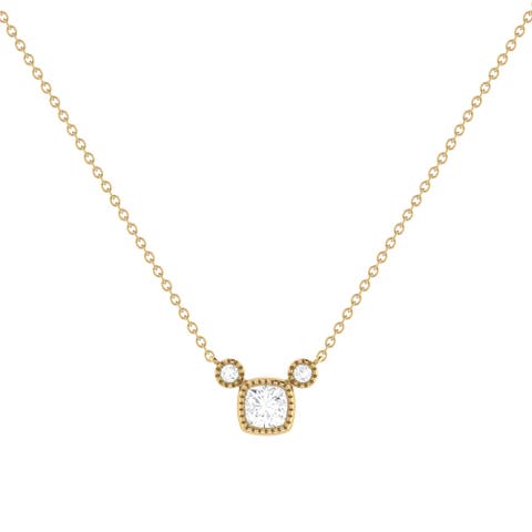 14k Gold Birthstone Necklace - March Girl Daughter Niña Gemstone Gold Pendant - Solid Chain - LE066003