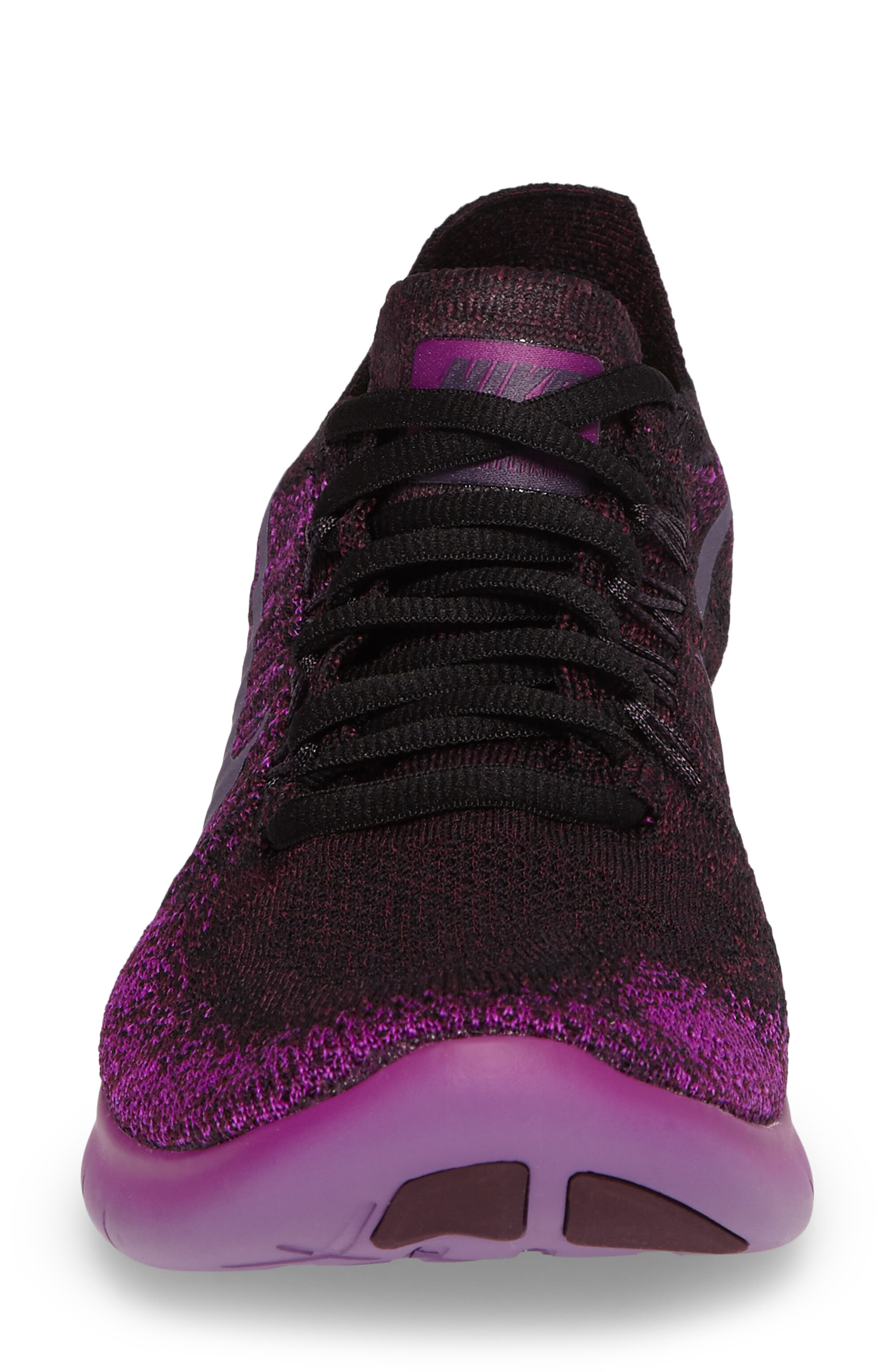 Free Run Flyknit 2 Running Shoe, Alternate, color, BLACK/ RAISIN/ PINK