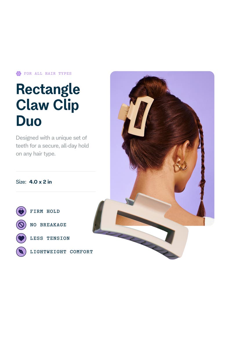 Rectangle Claw Clip Duo, Alternate, color, Pink