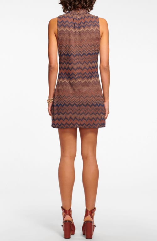 Shop Ramy Brook Marietta Metallic Chevron Sleeveless Minidress In Saddle Chevron