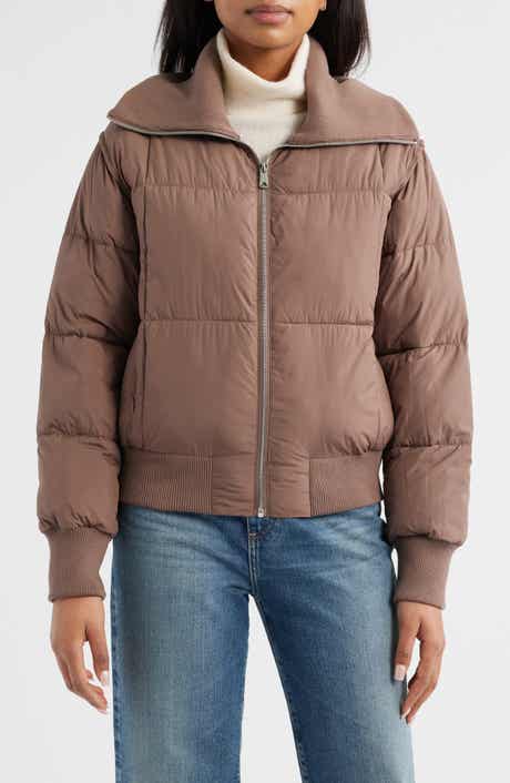 Bernardo Knit Collar Crop Puffer Jacket