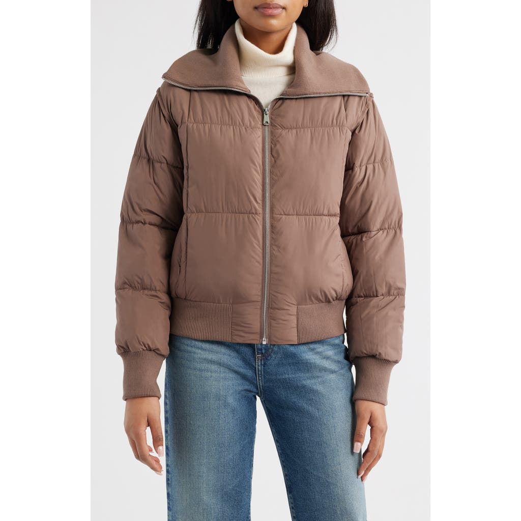 Bernardo Knit Collar Crop Puffer Jacket