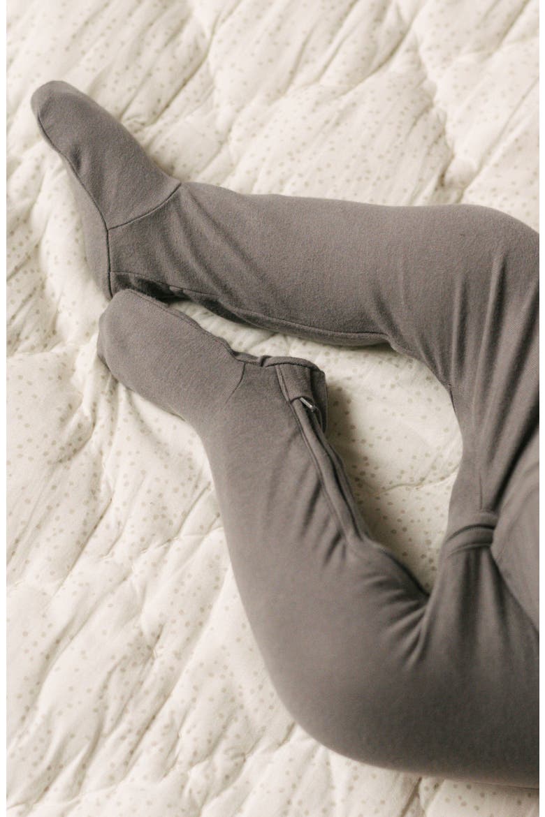 Fitted Organic Cotton One-Piece Footie Pajamas, Alternate, color, CHARCOAL