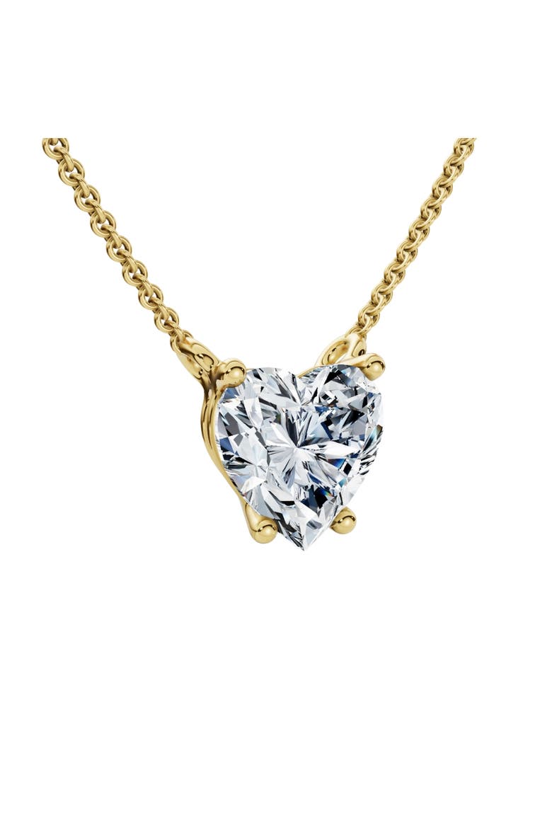 1Ct Heart Shape Diamond Solitaire Diamond Pendant 14k Gold Necklace Lab Grown, Main, color, 14k Yellow Gold