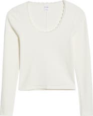 Re/Done Lace Trim Stretch Cotton Top